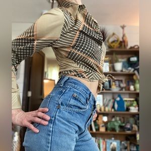 Vintage polyester asymmetrical blouse